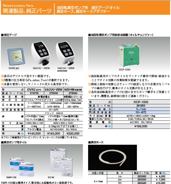 関連装置・部品｜減圧関連一覧表・情報 | 製品情報 | EYELA 東京理化